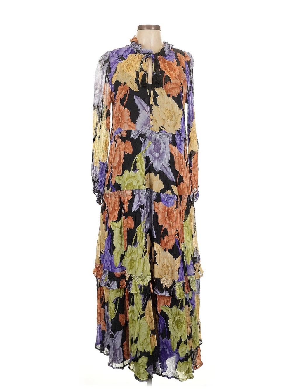 Anthropologie floral tiered maxi dress